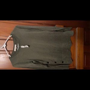 Olive Loft sweater with side button details